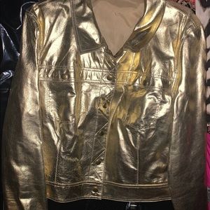 Gold and Silver Real Leather Jackets  Sz. 18 miss’